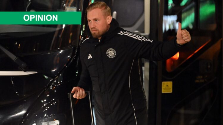 Kasper Schmeichel of Celtic arrives at the stadium prior to the UEFA Europa League 2025/26 League Phase MD8 match between Celtic FC and FC Utrecht