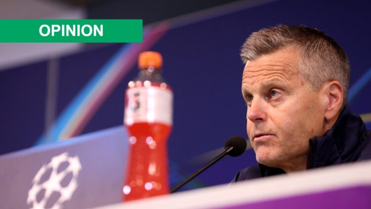 Kjetil Knutsen, Head Coach of Bodo/Glimt, speaks to the media in a post match press conference following the UEFA Champions League 2025/26 Round of...