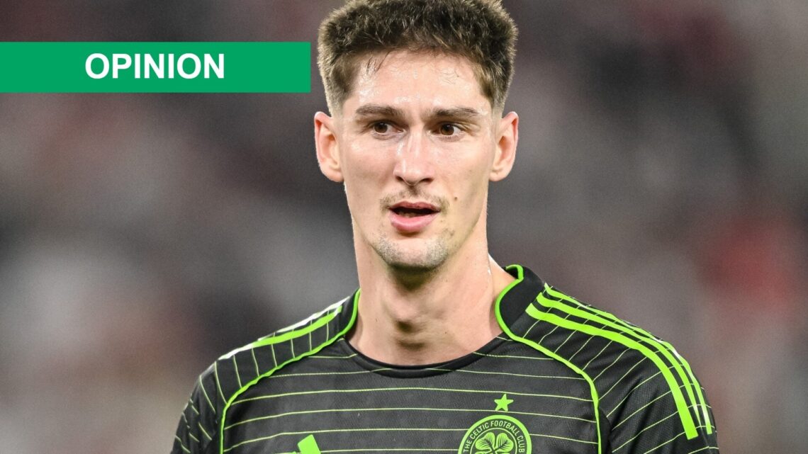 Tomas Cvancara of Celtic FC looks on during the UEFA Europa League 2025/26 Knockout Play-off Second Leg match between VfB Stuttgart and Celtic FC