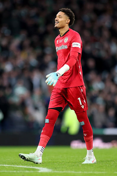 Shamal George of St. Mirren reacts during the Premier Sports Cup Final match between St Mirren and Celtic at Hampden Park