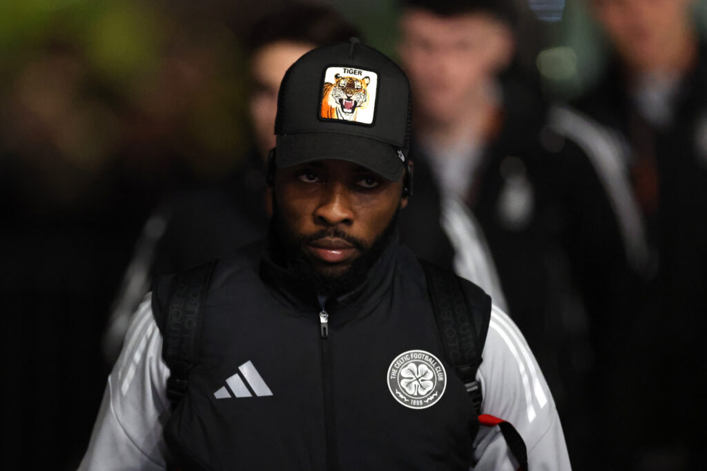 Kelechi Iheanacho of Celtic arrives at the stadium prior to the UEFA Europa League 2025/26 League Phase MD8 match between Celtic FC and FC Utrecht