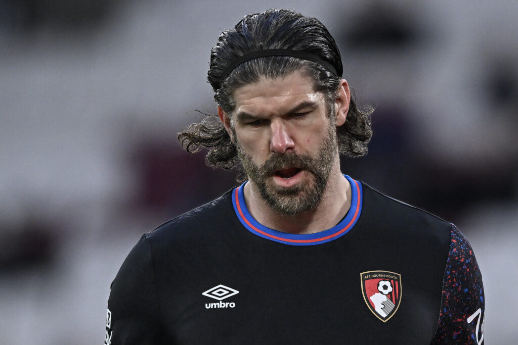 Fraser Forster of Bournemouth warms up before the Premier League match between West Ham United and Bournemouth