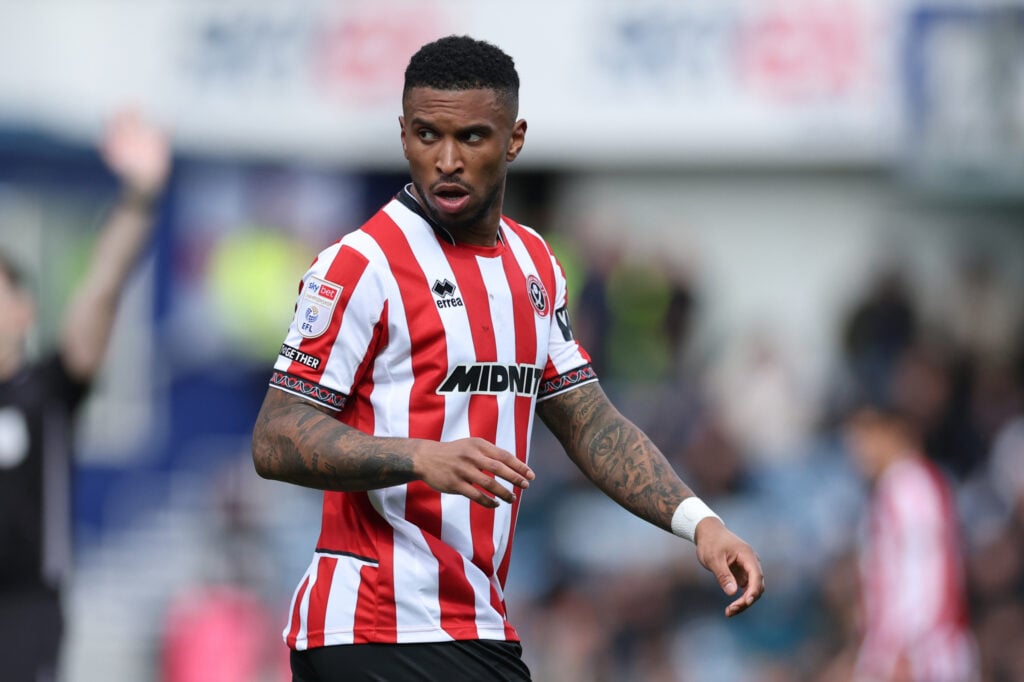 Tyrese Campbell of Sheffield United looks on during the Sky Bet Championship match between Queens Park Rangers and Sheffield United