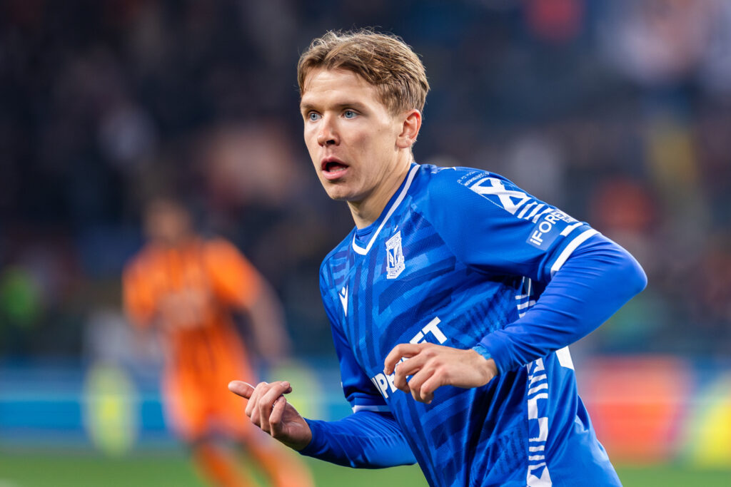 Antoni Kozubal of Lech seen in action during the UEFA