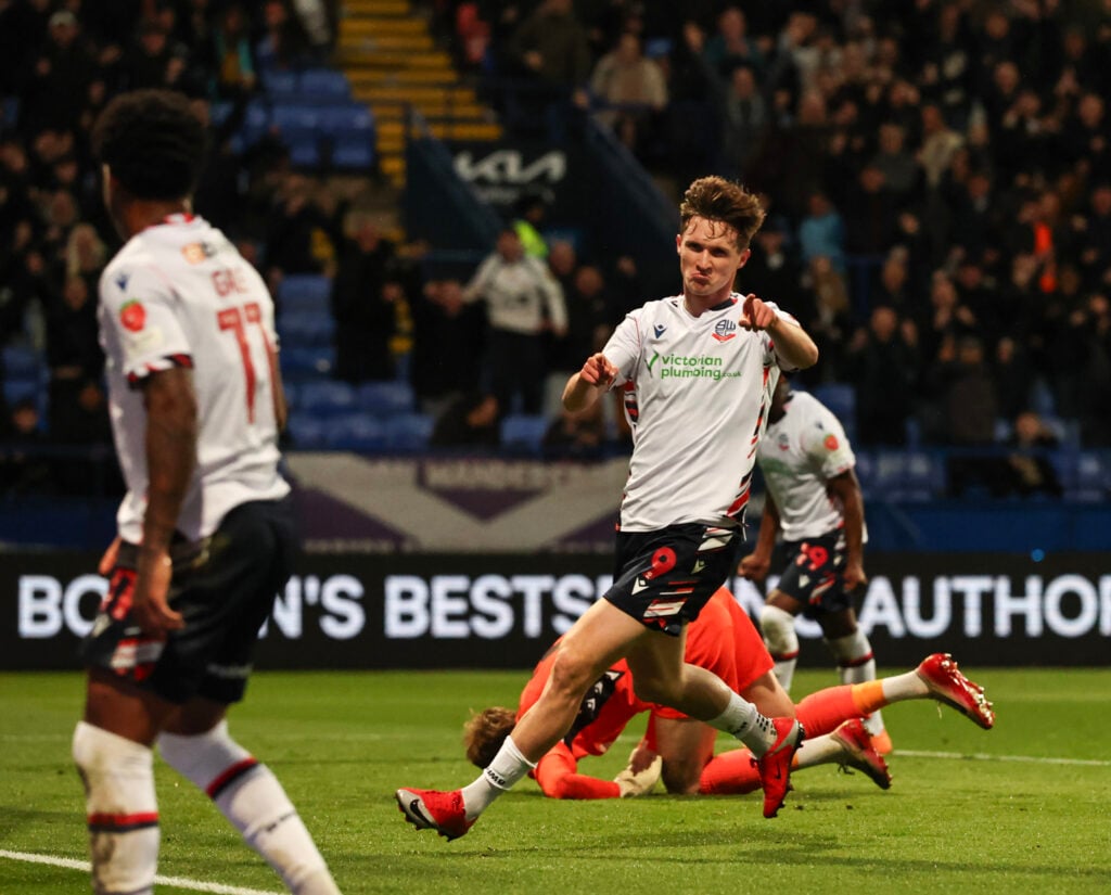 Celtic loanee Johnny Kenny scoring for Bolton Wanderers against Stevenage in Sky Bet League One,