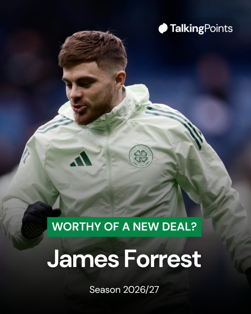 James Forrest during his pre-match Celtic Scottish Cup warm-up.