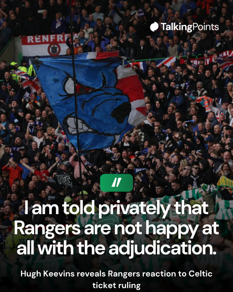 A general view of Rangers FC and Celtic fans showing support prior to the William Hill Premiership match between Celtic FC and Rangers FC at Celtic Park on March 16, 2025 in Glasgow, Scotland.