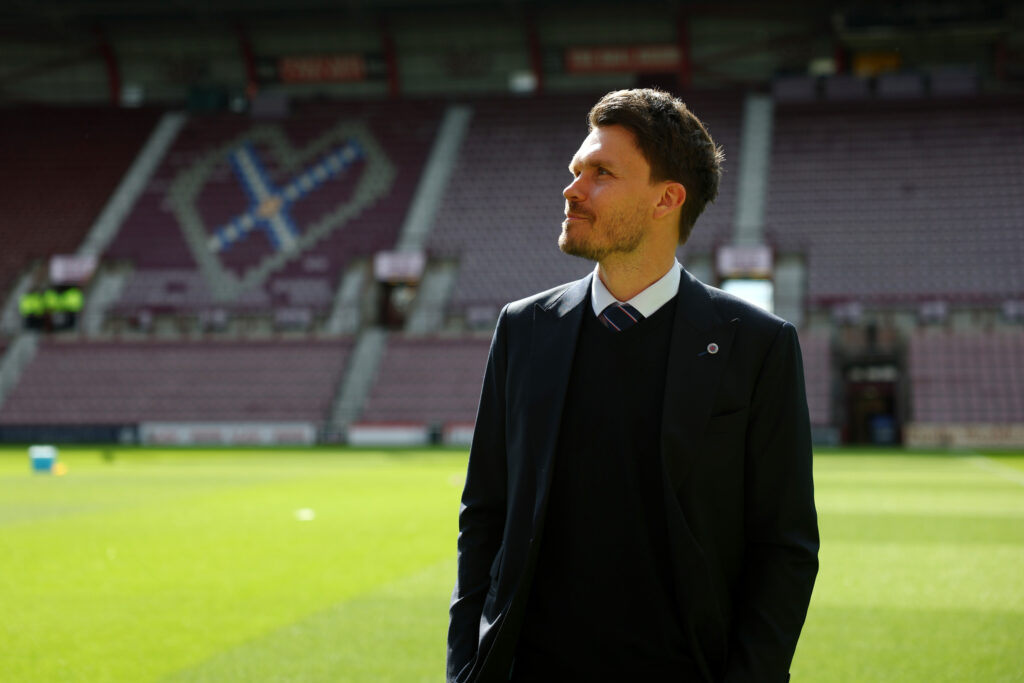 Rangers boss Danny Rohl looking on ahead of his side's Premiership clash against Heart of Midlothian at Tynecaslte.