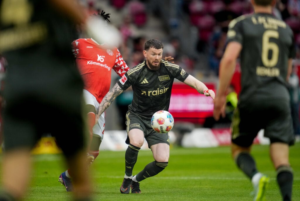 Oliver Burke in action for Union Berlin against Mainz in the Bundesliga.