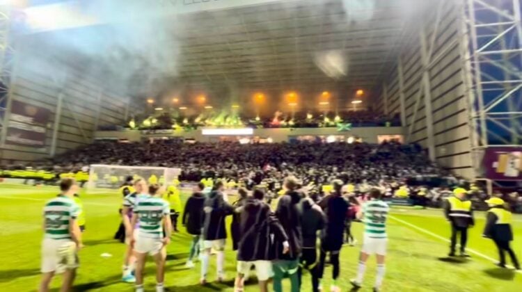 Celtic fans celebrate vs Motherwell