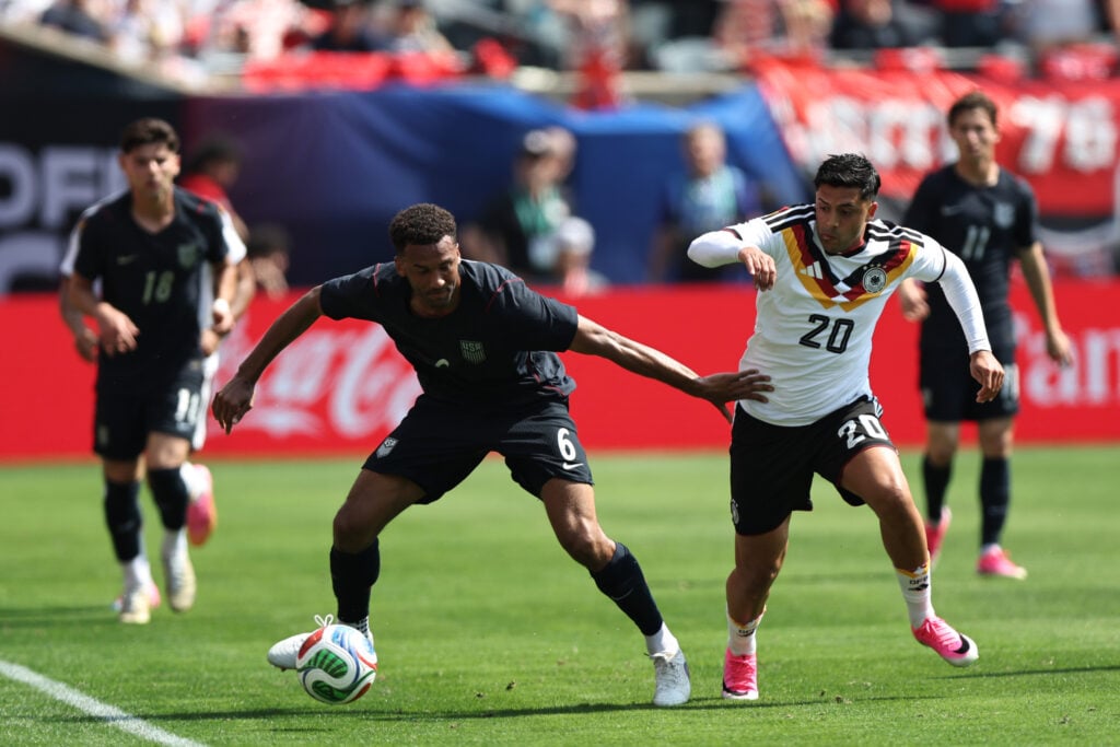 Celtic defender Auston Trusty in action for the United States against Germany in an international friendly.