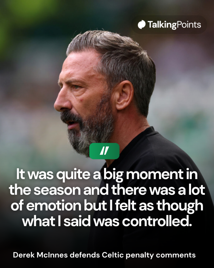 GLASGOW, SCOTLAND - MAY 16: Derek McInnes, Manager of Heart of Midlothian looks on during the William Hill Premiership match between Celtic and Heart of Midlothian at Celtic Park on May 16, 2026 in Glasgow, Scotland. (Photo by Ian MacNicol/Getty Images)